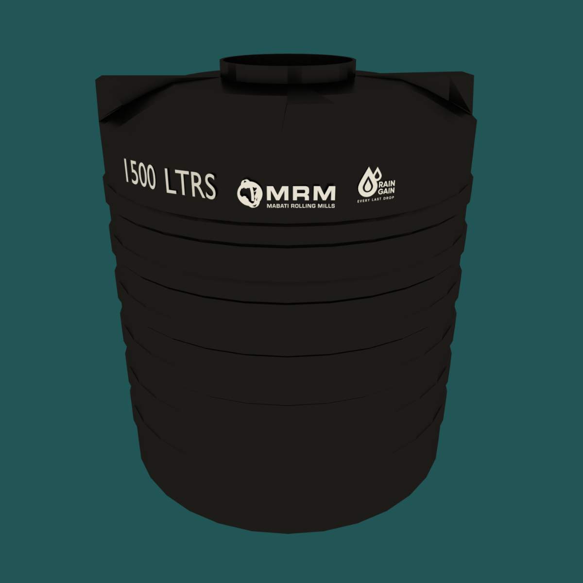 Black PVC 1,500L Round Water Tank