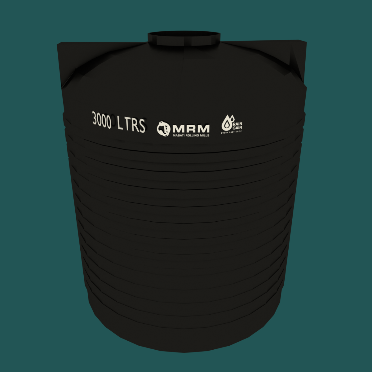 Black PVC 3,000L Round Water Tank