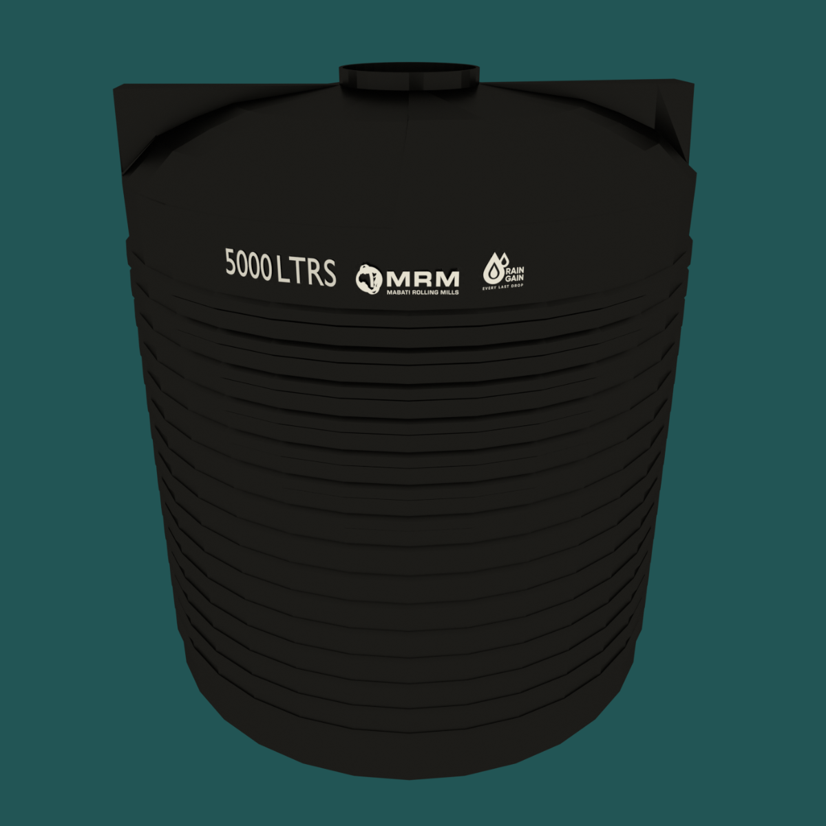 Black PVC 5,000L Round Water Tank